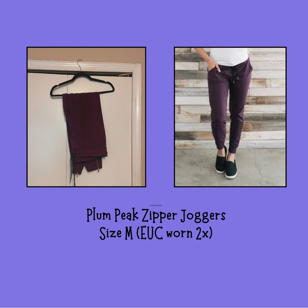 ZYIA Plum Peak Zipper Joggers (M) EUC